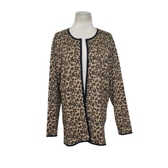 John Paul Richard leopard print long sleeves open front cardigan size XL - Picture 1 of 11
